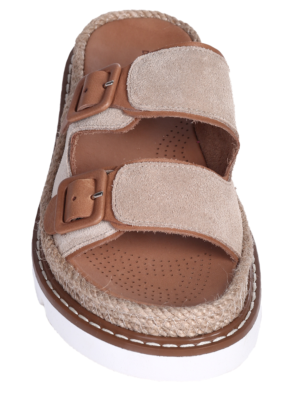 Ежедневни дамски чехли от естествен велур в бежово 5AT-26247 beige