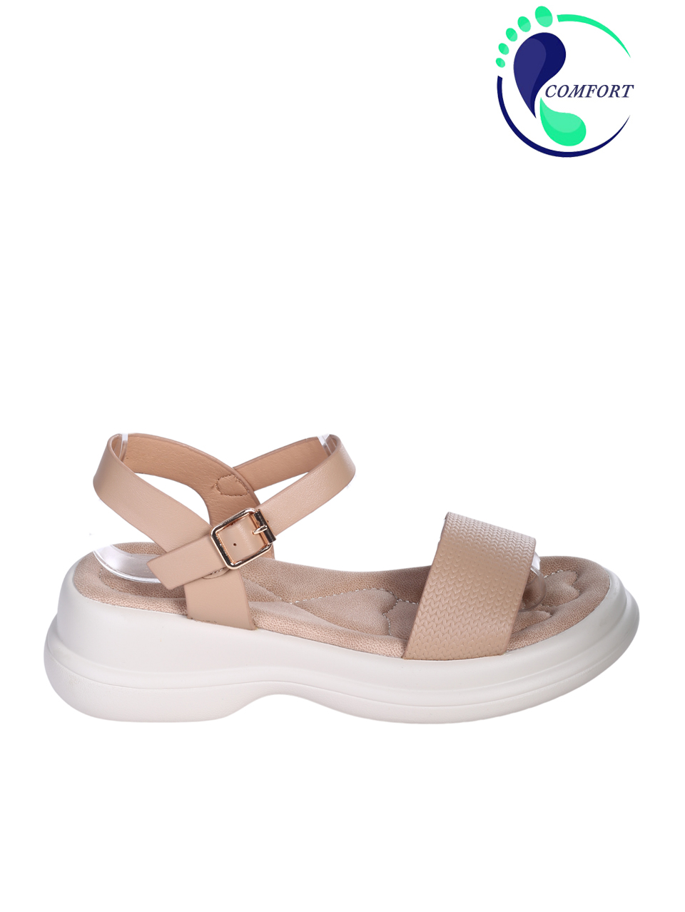 Ежедневни дамски сандали, на платформа, в бежово 4H-26096 beige