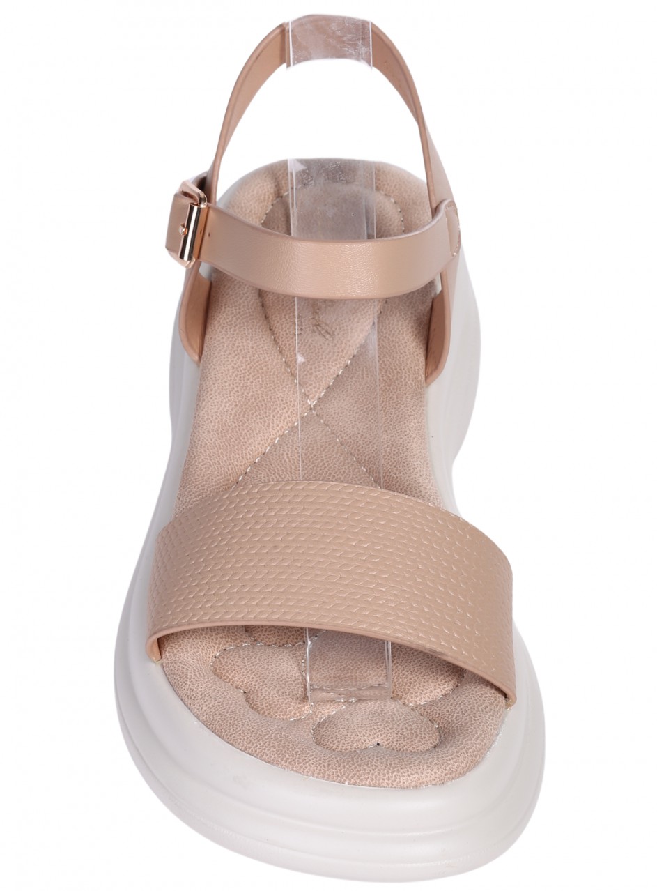 Ежедневни дамски сандали, на платформа, в бежово 4H-26096 beige