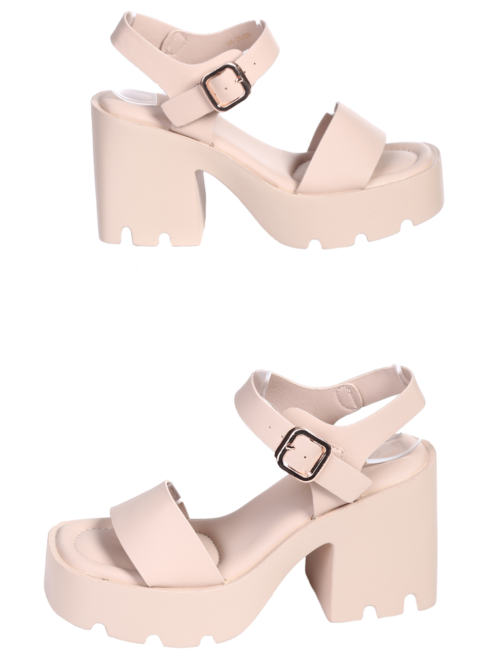 Ежедневни дамски сандали, на платформа, в бежово 4H-26100 beige