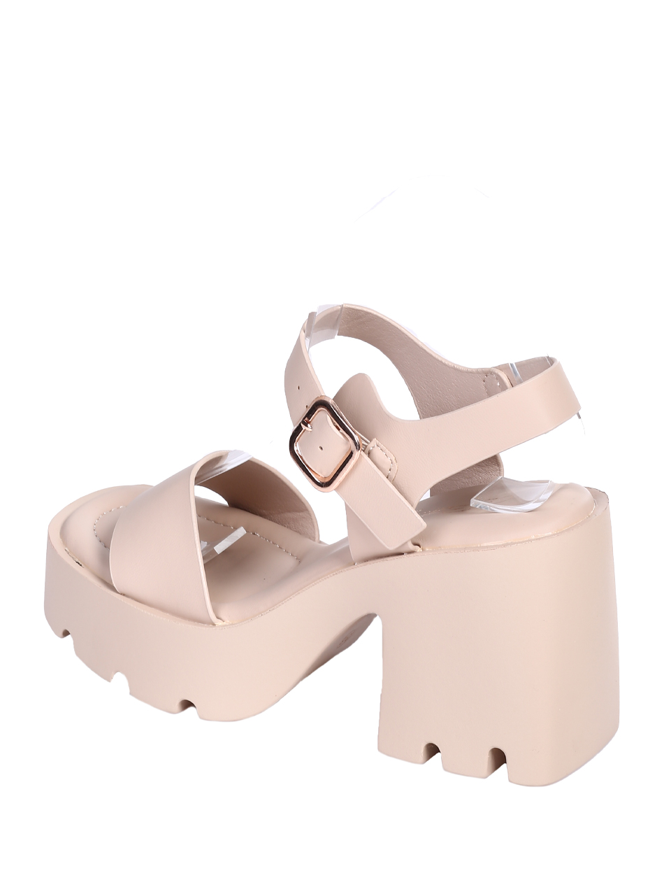 Ежедневни дамски сандали, на платформа, в бежово 4H-26100 beige