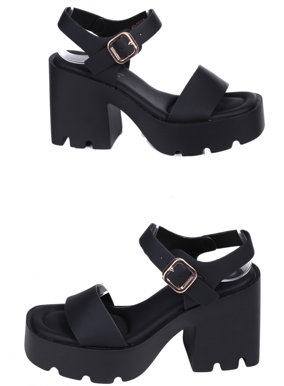 Ежедневни дамски сандали, на платформа, в черно 4H-26100 black