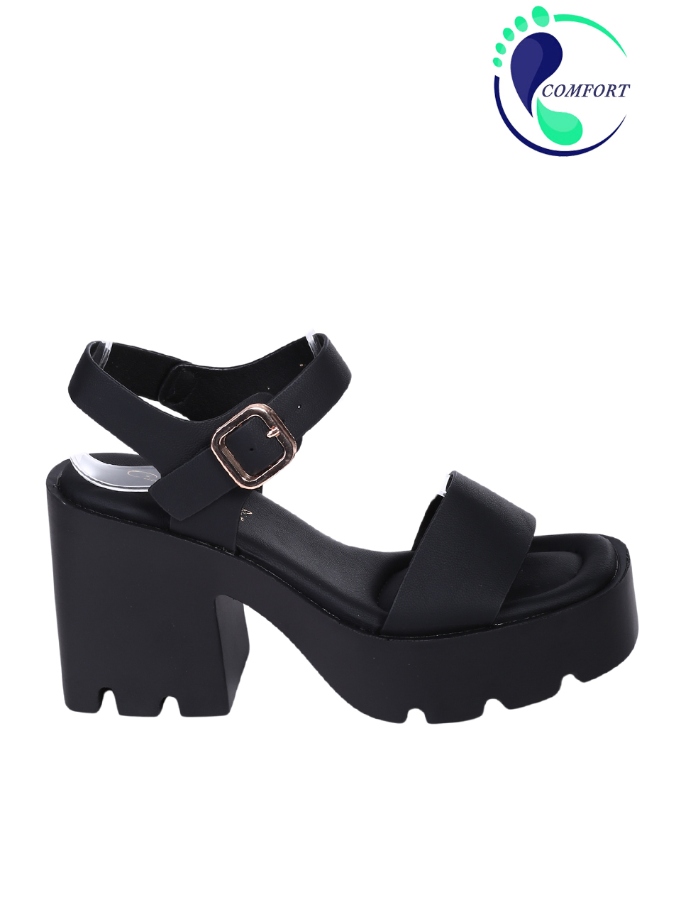 Ежедневни дамски сандали, на платформа, в черно 4H-26100 black