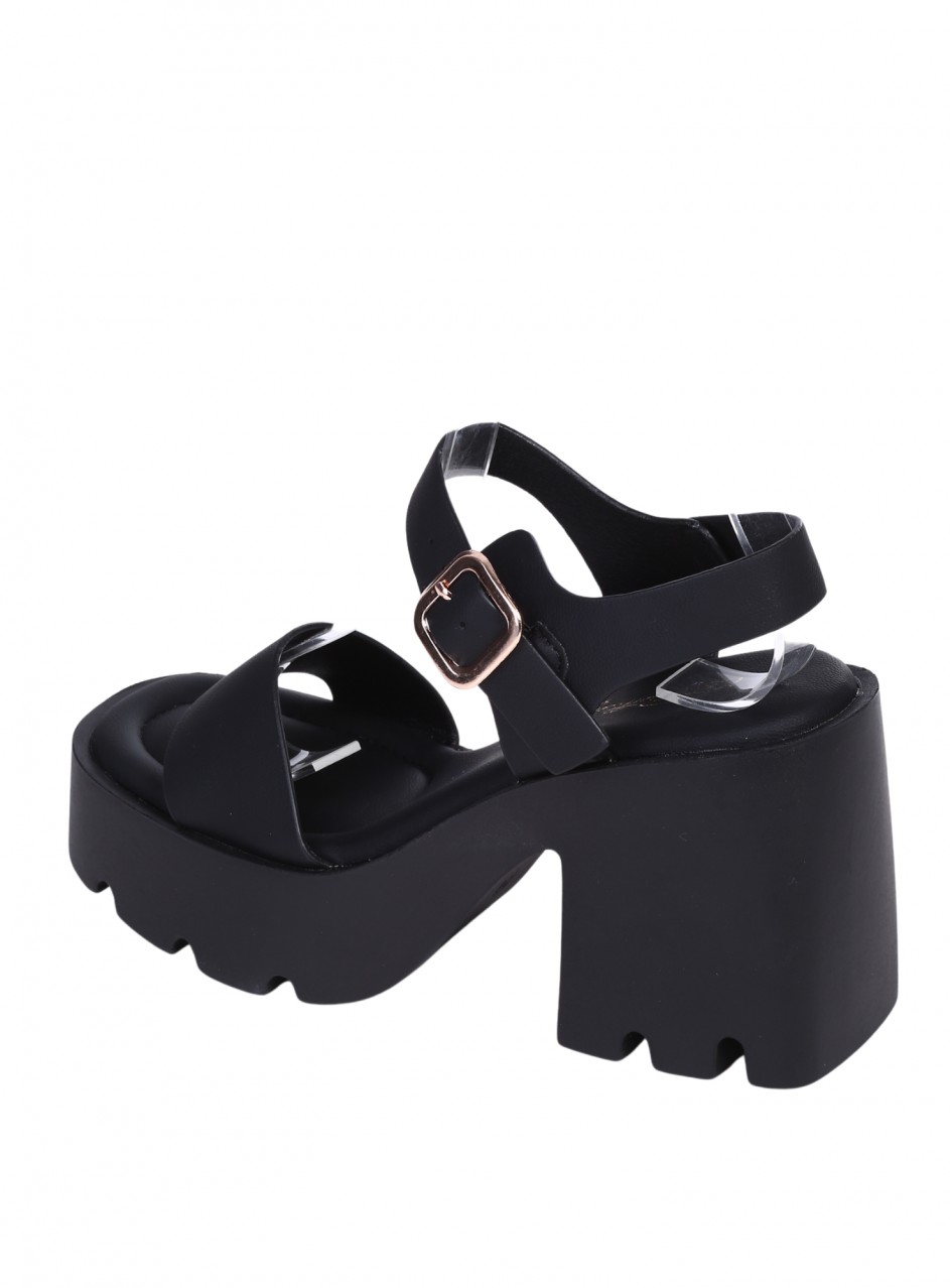 Ежедневни дамски сандали, на платформа, в черно 4H-26100 black