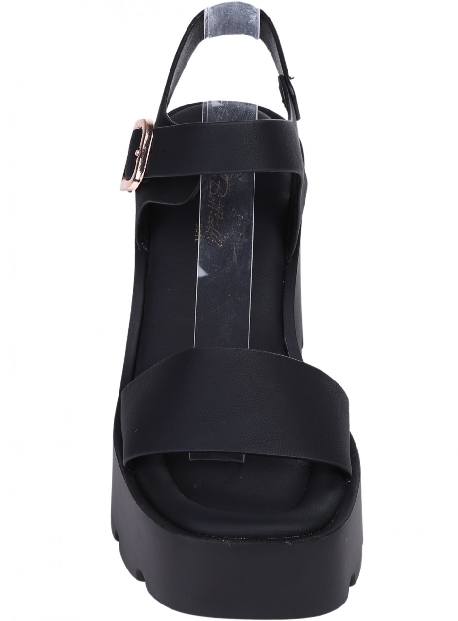 Ежедневни дамски сандали, на платформа, в черно 4H-26100 black