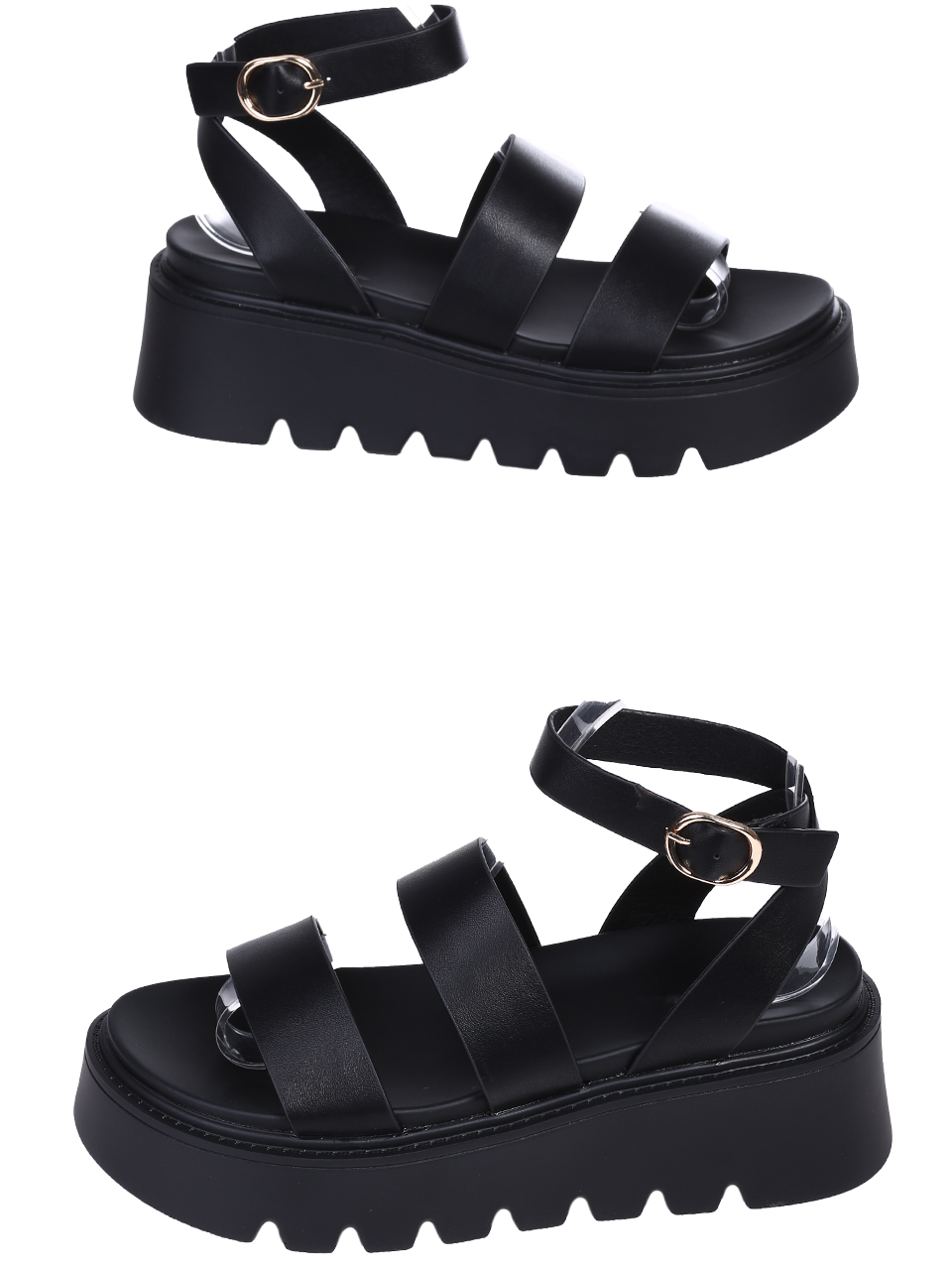 Ежедневни дамски сандали, на платформа, в черно 4H-26102 black