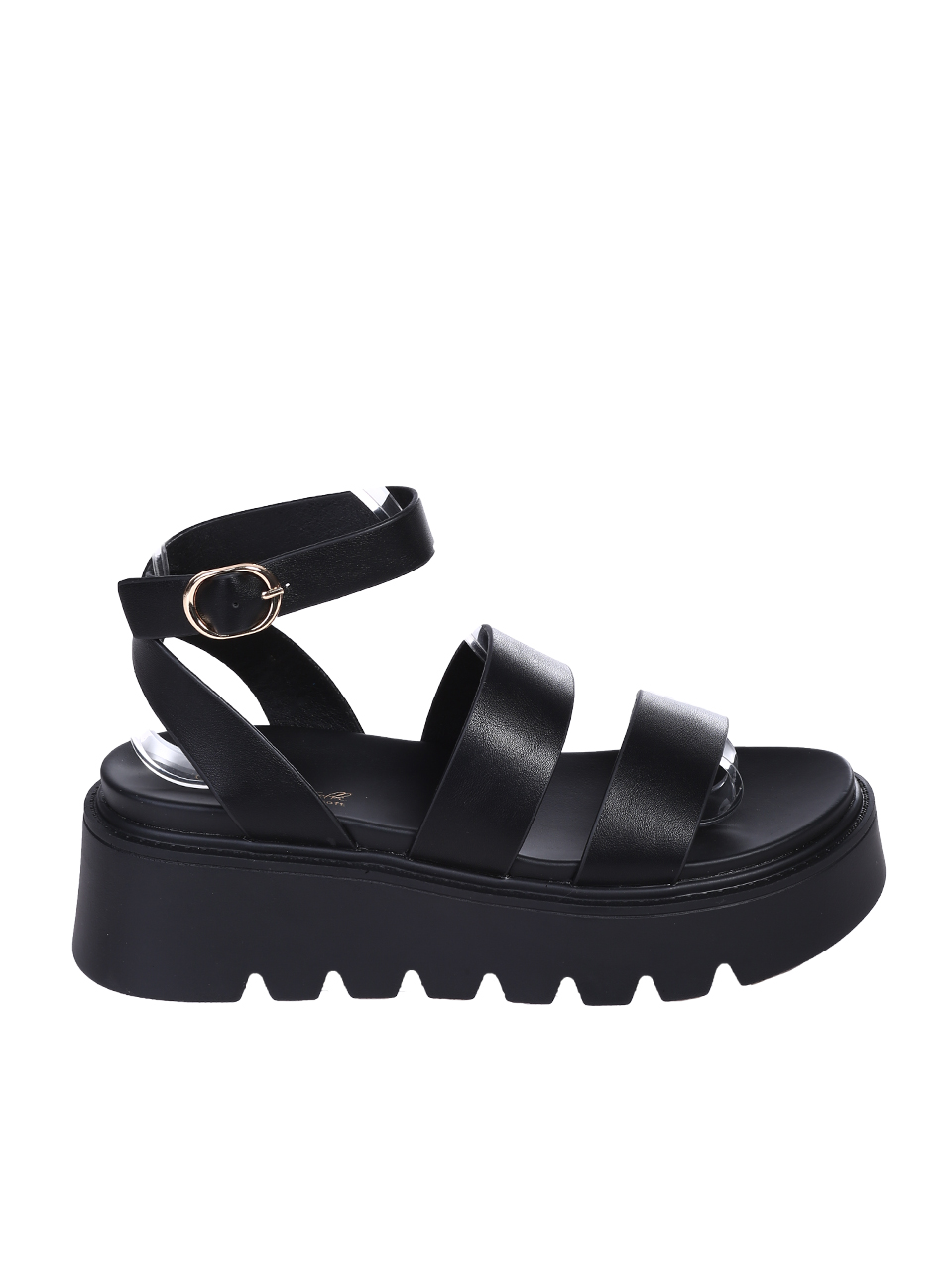 Ежедневни дамски сандали, на платформа, в черно 4H-26102 black