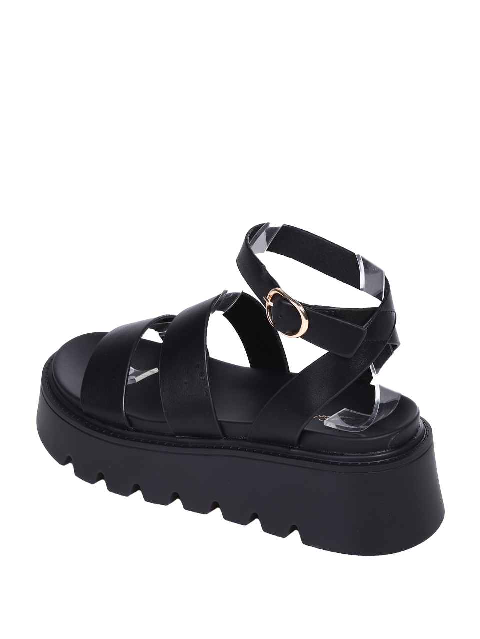 Ежедневни дамски сандали, на платформа, в черно 4H-26102 black