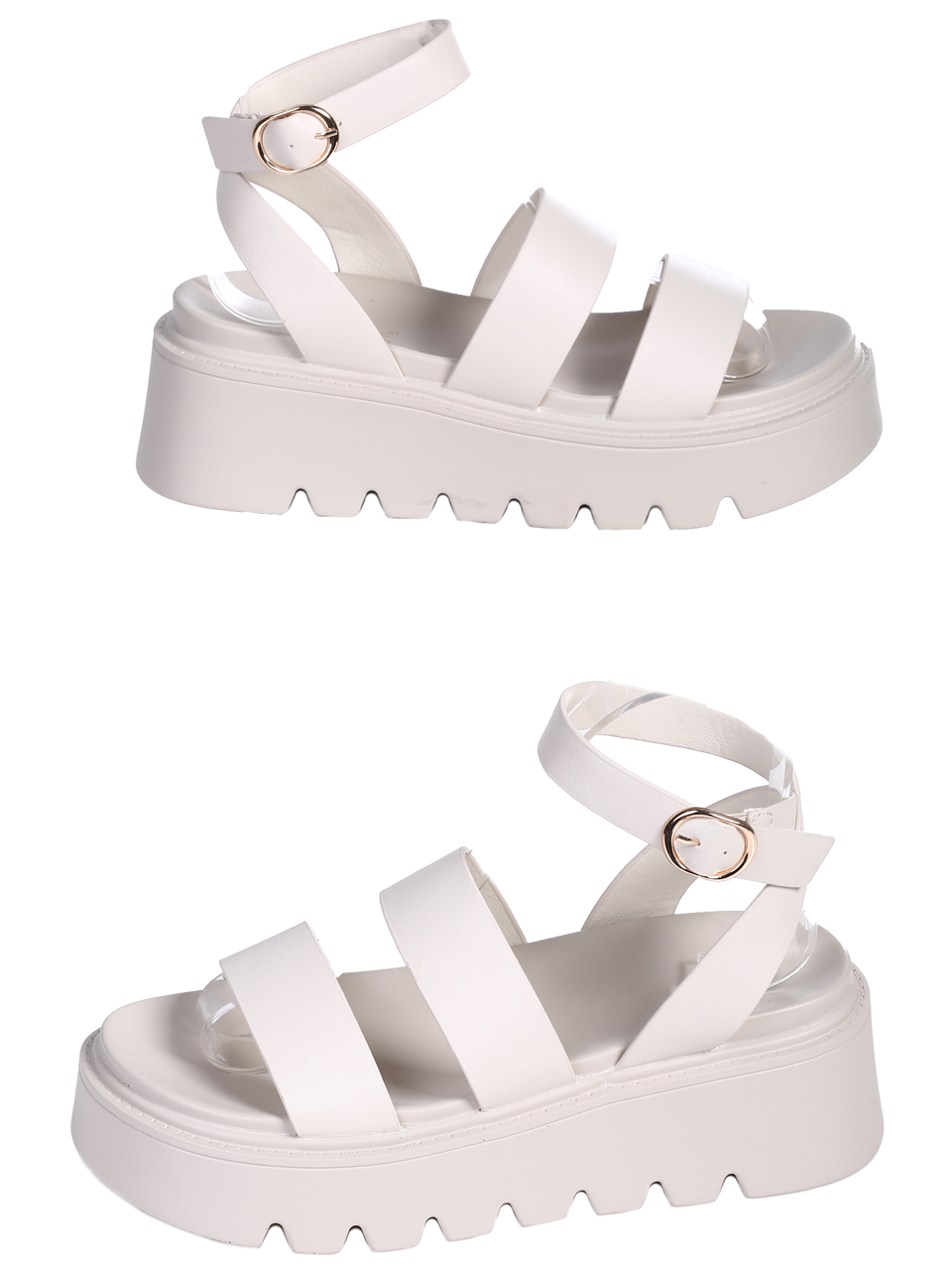 Ежедневни дамски сандали, на платформа, в бежово 4H-26102 off white