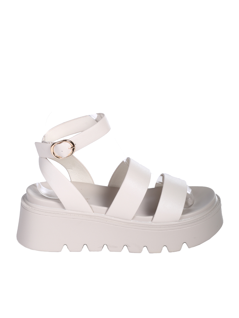 Ежедневни дамски сандали, на платформа, в бежово 4H-26102 off white