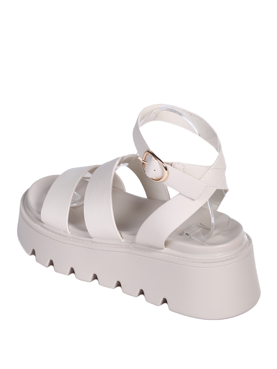 Ежедневни дамски сандали, на платформа, в бежово 4H-26102 off white