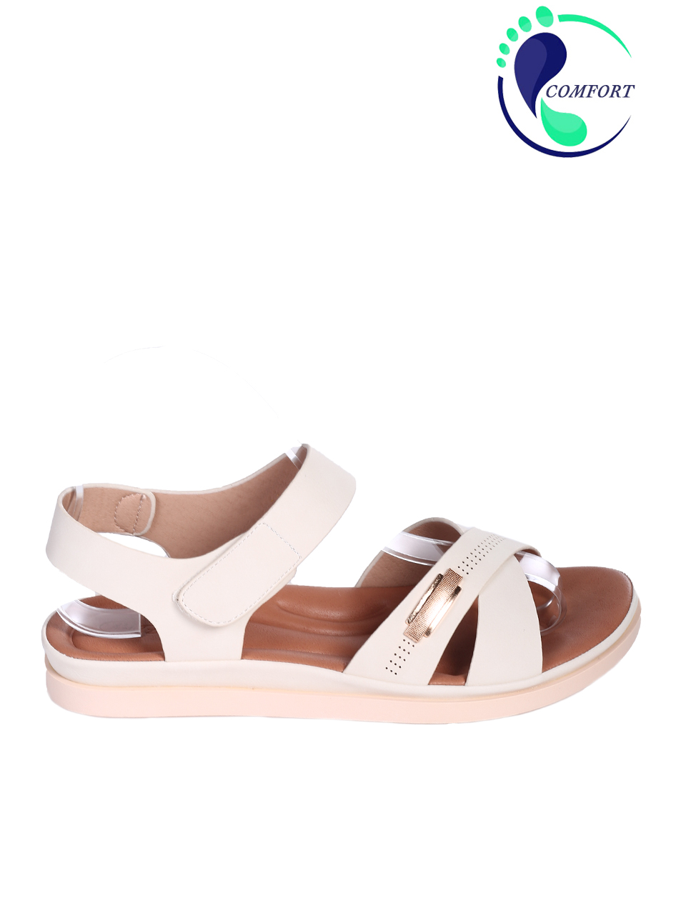 Ежедневни дамски сандали, в бежово. 4H-26106 beige