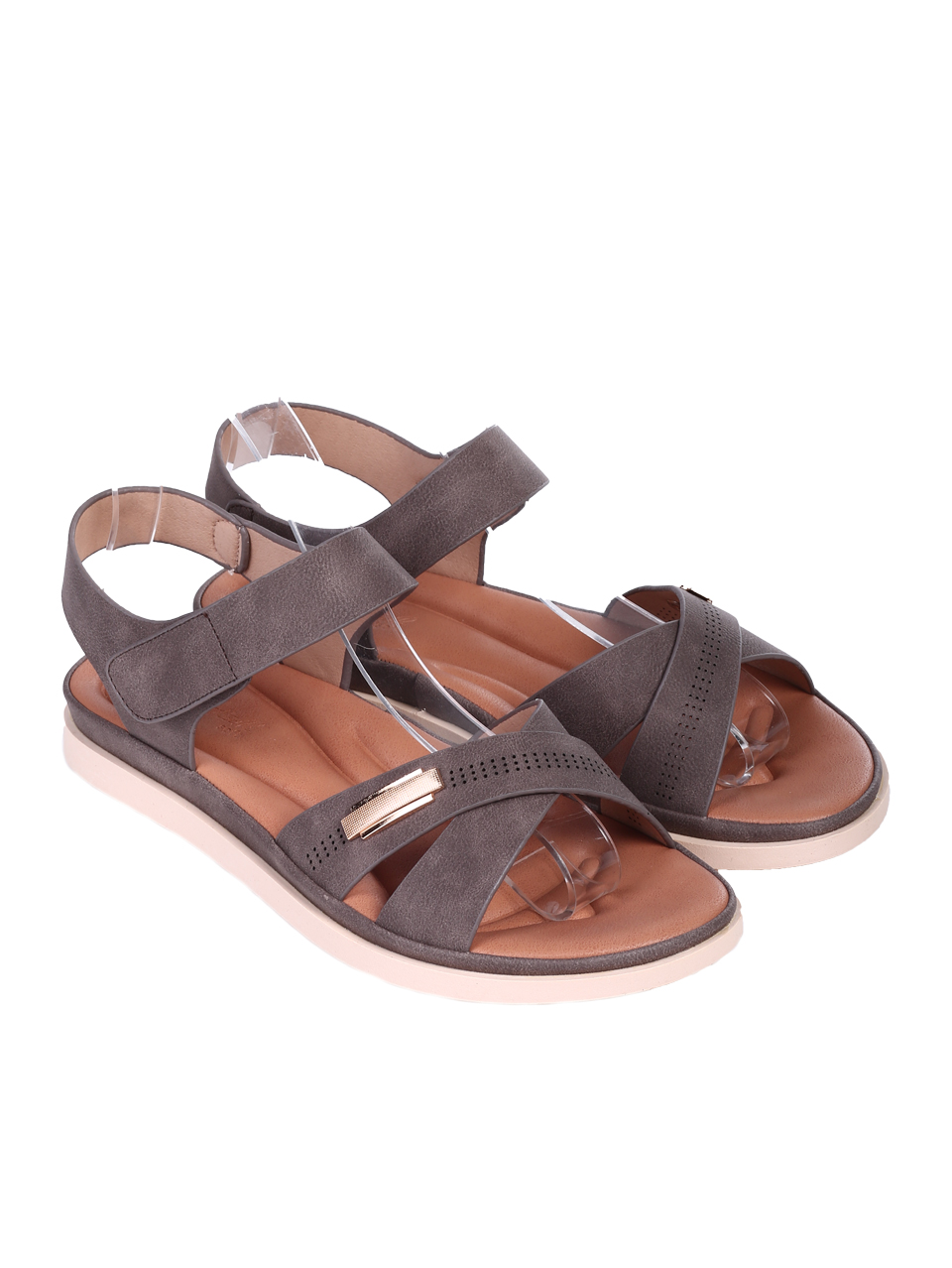 Ежедневни дамски сандали, в кафяво 4H-26106 brown