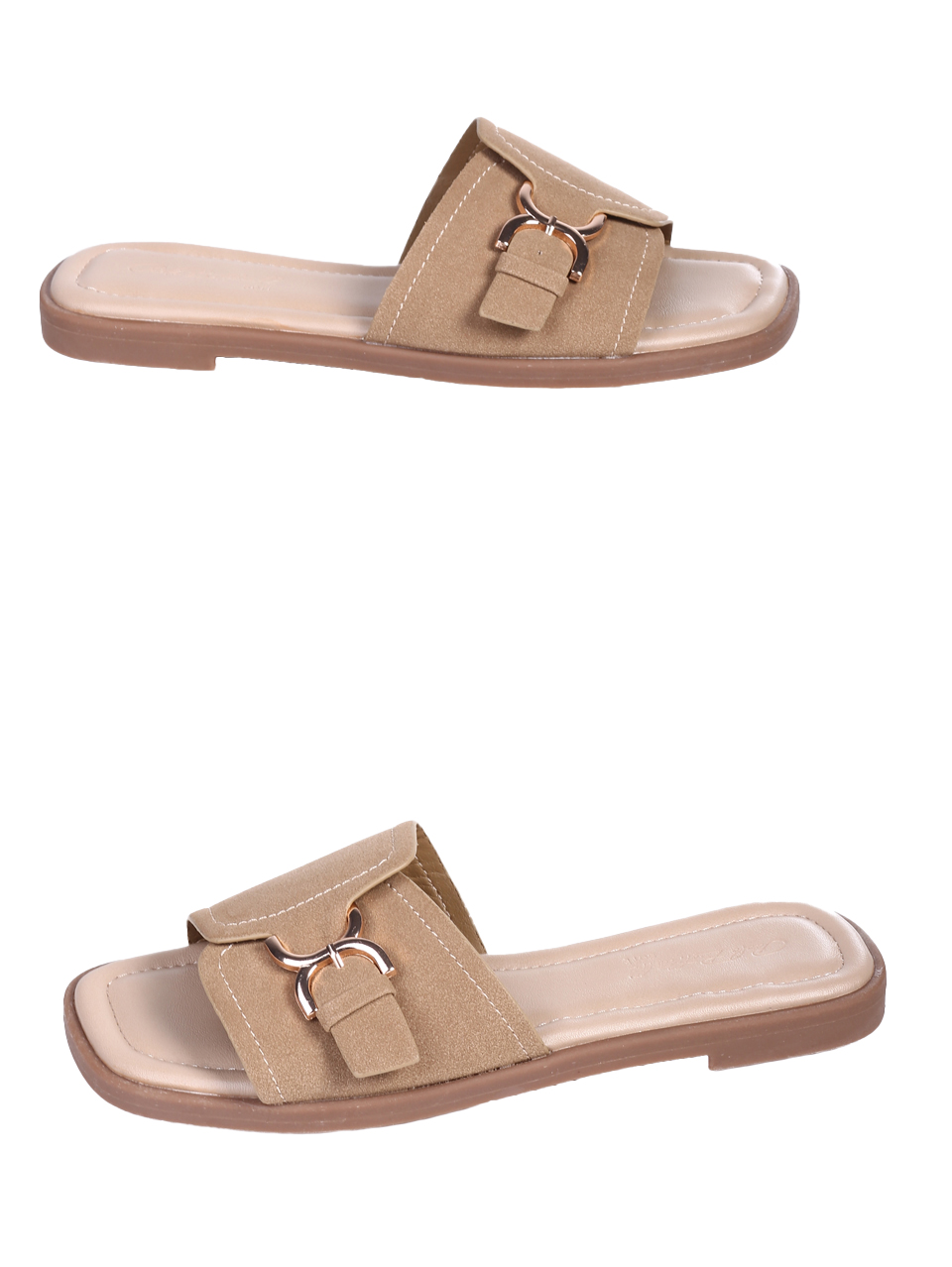 Ежедневни дамски чехли в бежово 5H-26108 beige