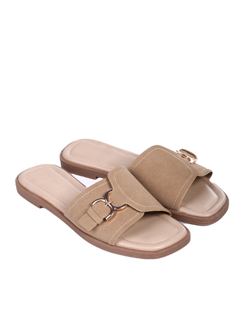 Ежедневни дамски чехли в бежово 5H-26108 beige