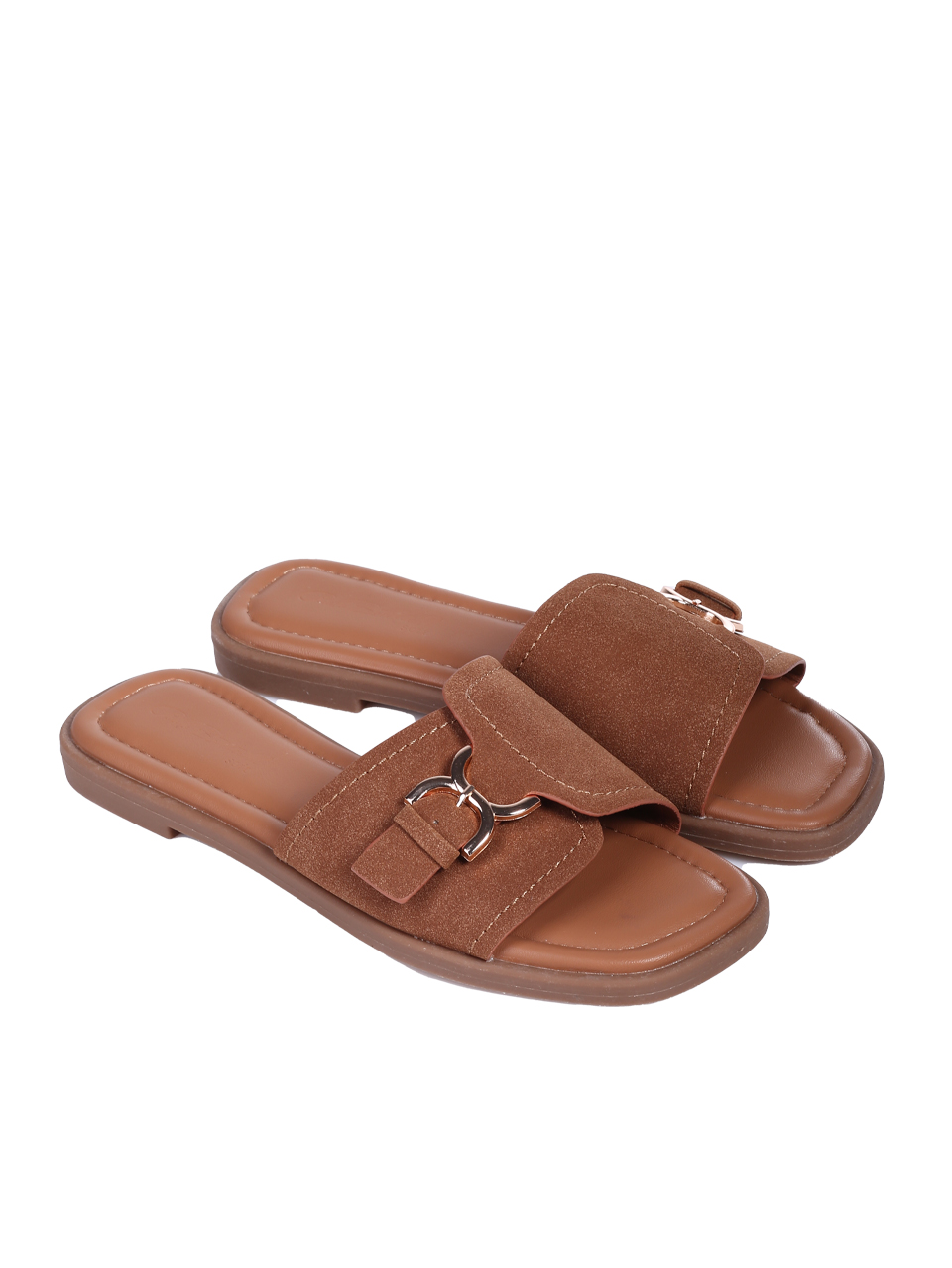 Ежедневни дамски чехли в кафяво 5H-26108 brown