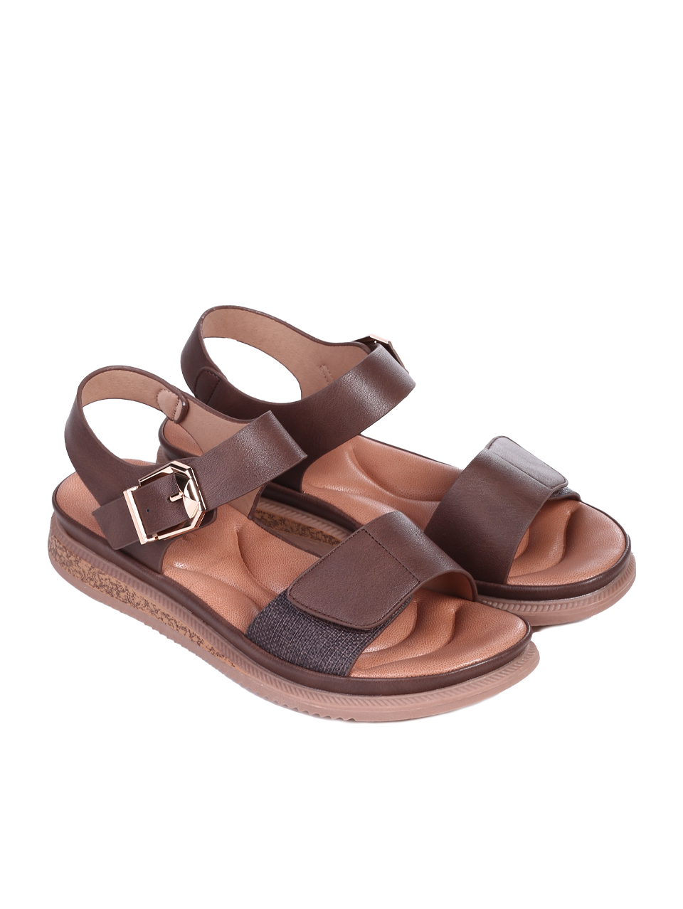 Ежедневни дамски сандали, в кафяво 4H-26113 cafe