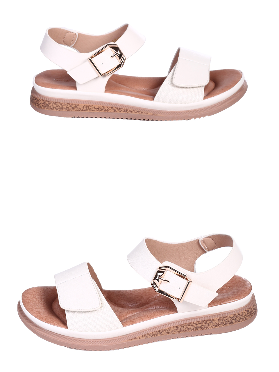 Ежедневни дамски сандали, в бежово 4H-26113 white