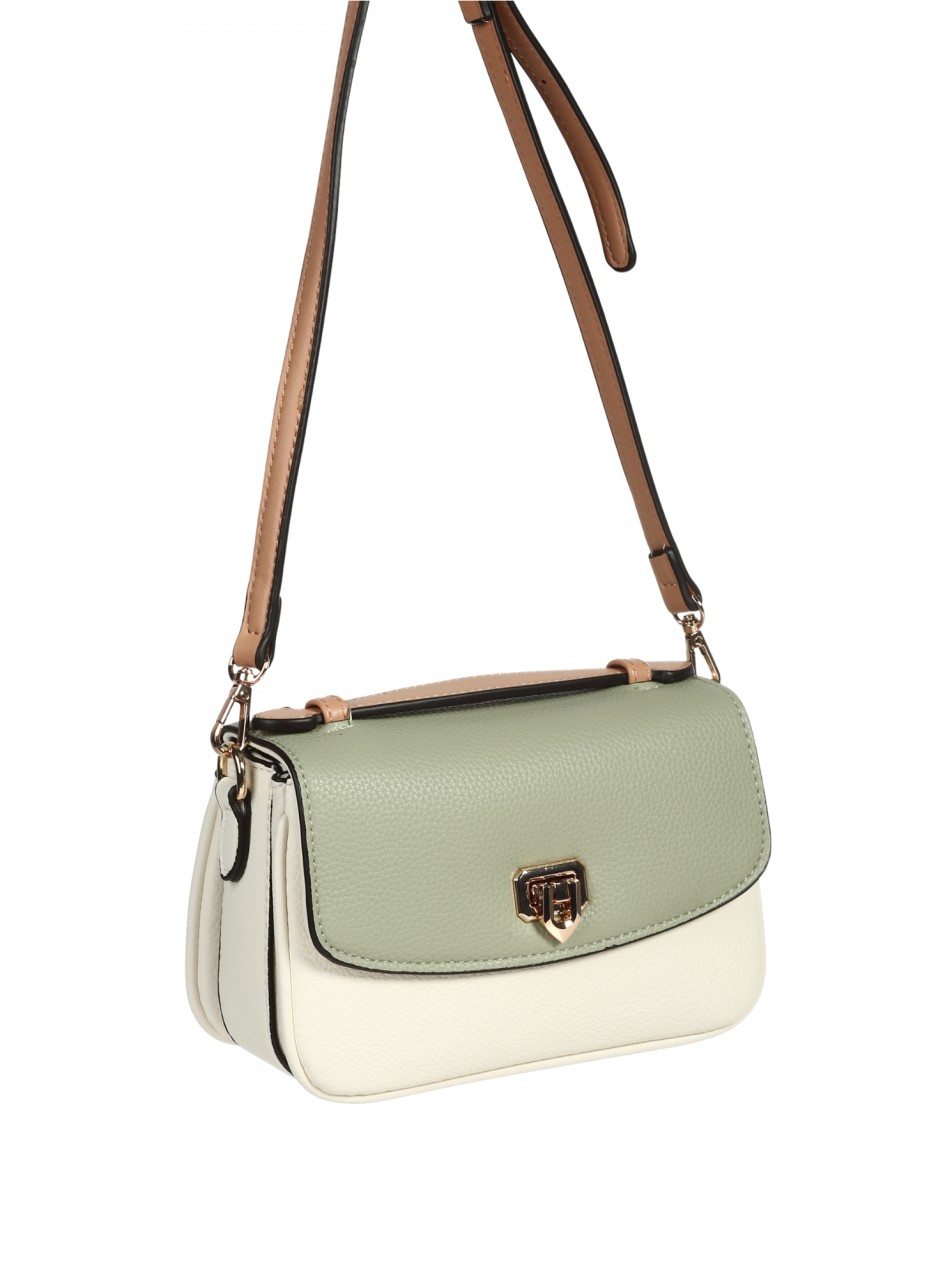 Ежедневна дамска чанта в зелено/бежов цвят 9Q-26154 green