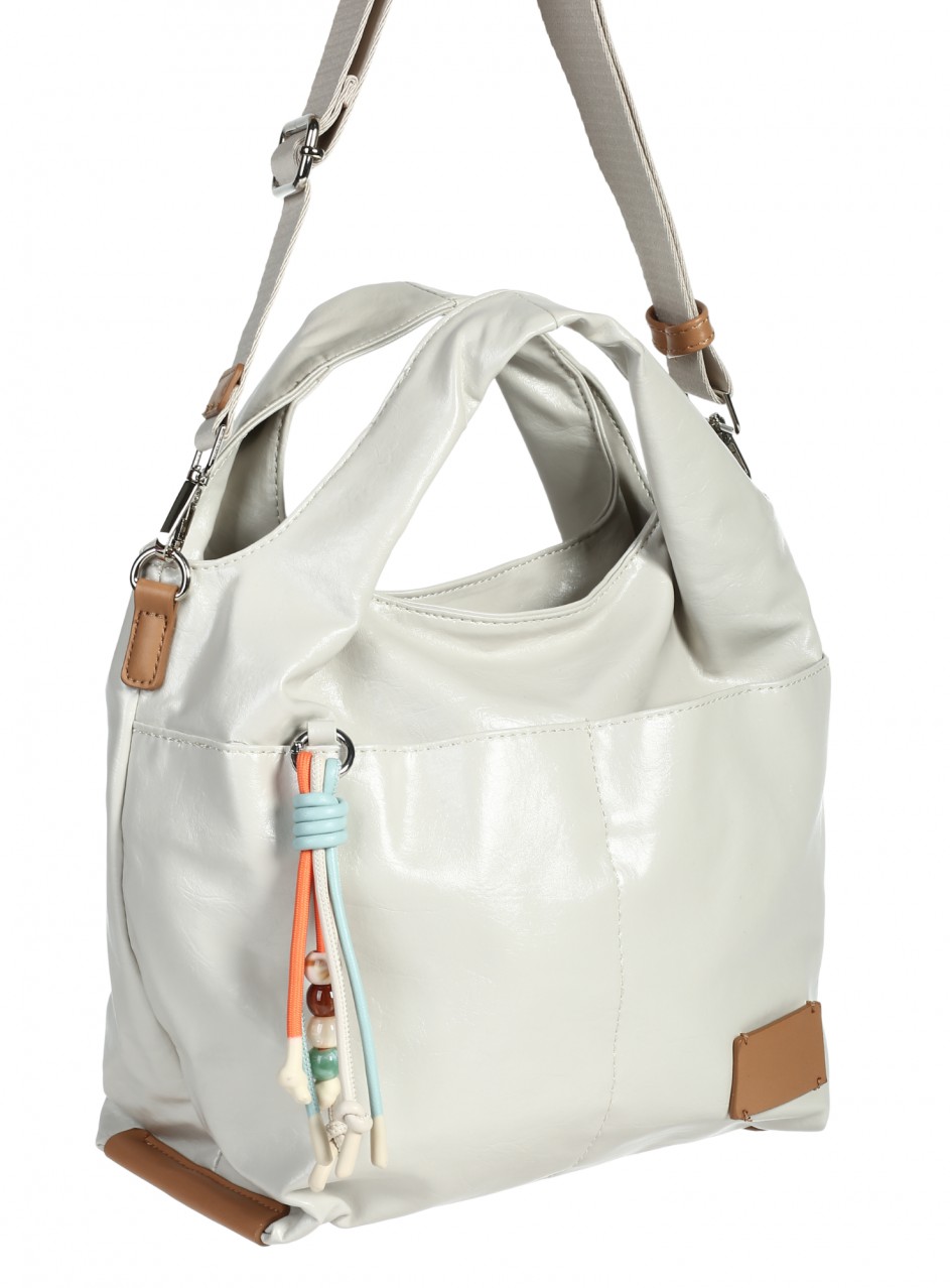 Ежедневна дамска чанта в сиво 9Q-26162 off white 