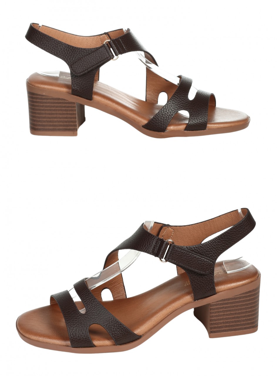 Ежедневни дамски сандали, на ток, в кафяво 4C-26145 brown