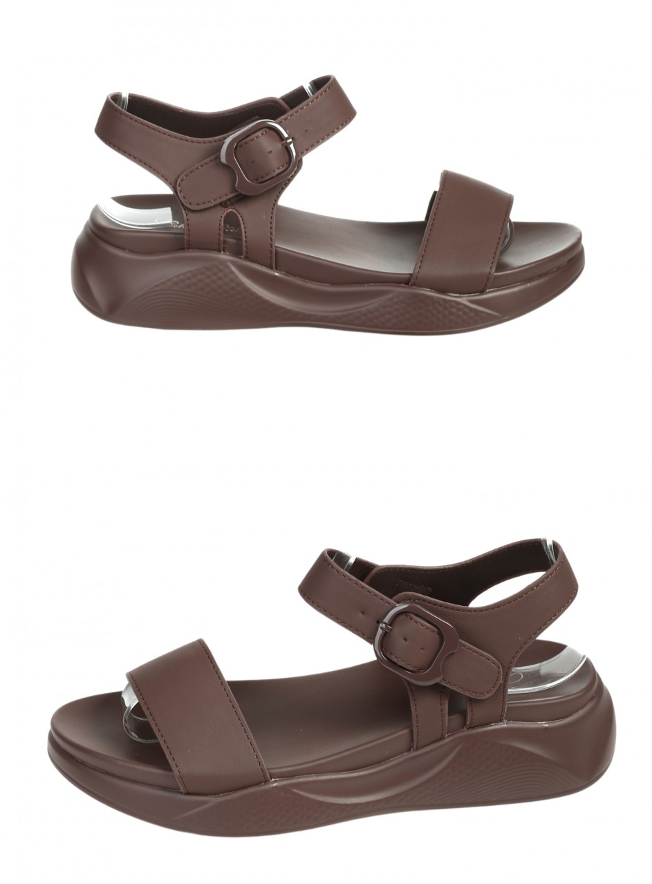 Ежедневни дамски сандали, на платформа, в кафяво 4C-26149 coffee