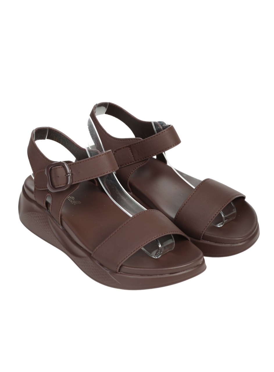 Ежедневни дамски сандали, на платформа, в кафяво 4C-26149 coffee