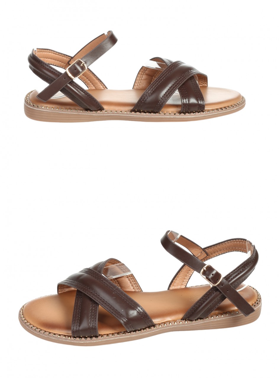 Ежедневни дамски сандали в кафяво 4C-26151 chocolat/brown