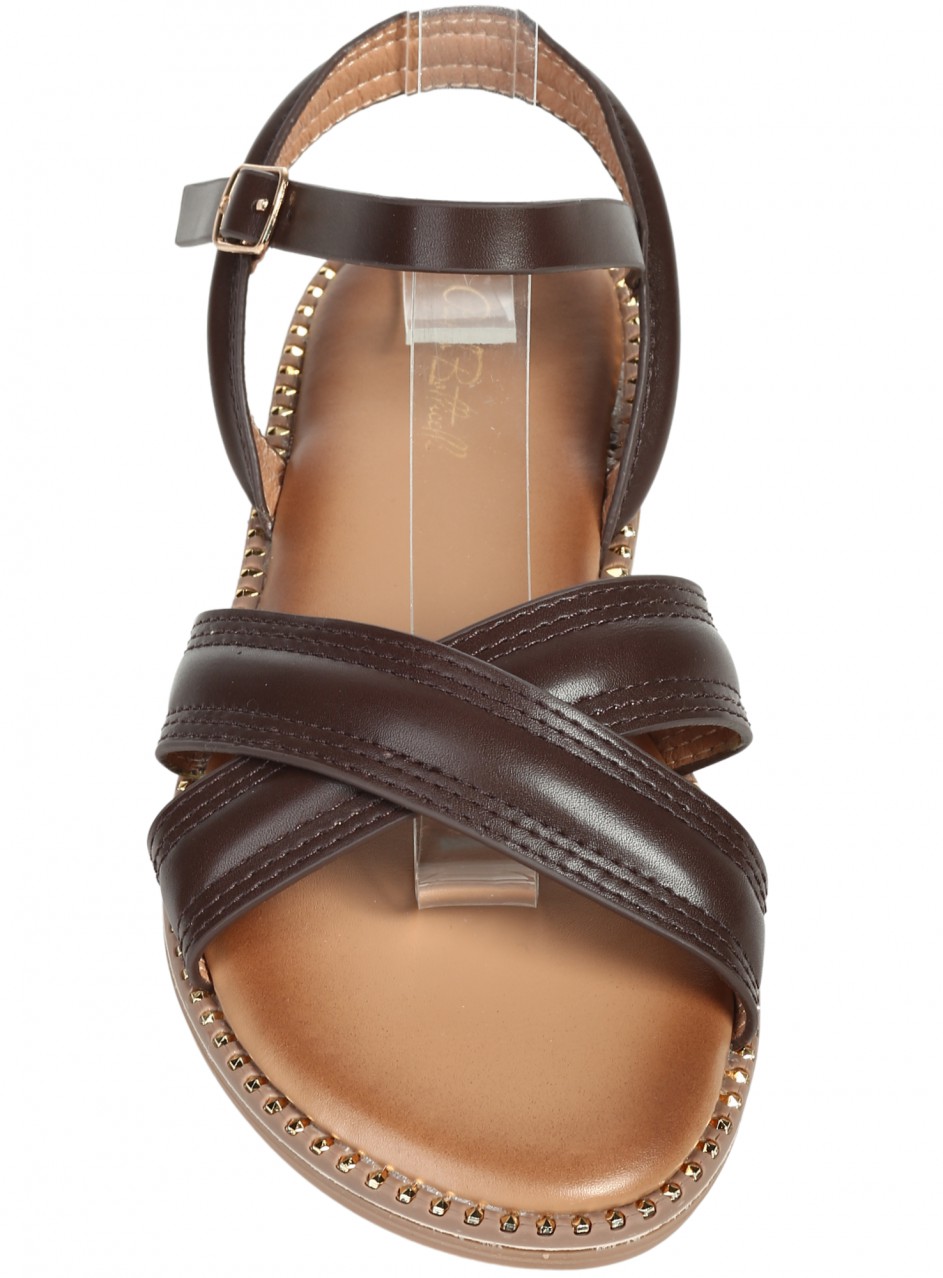 Ежедневни дамски сандали в кафяво 4C-26151 chocolat/brown