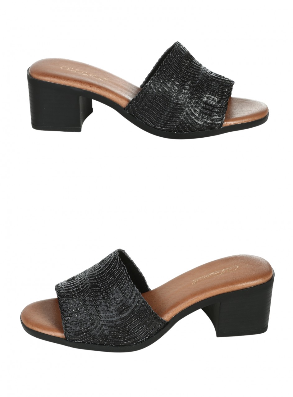 Ежедневни дамски чехли на ток в черно 5C-26146 black