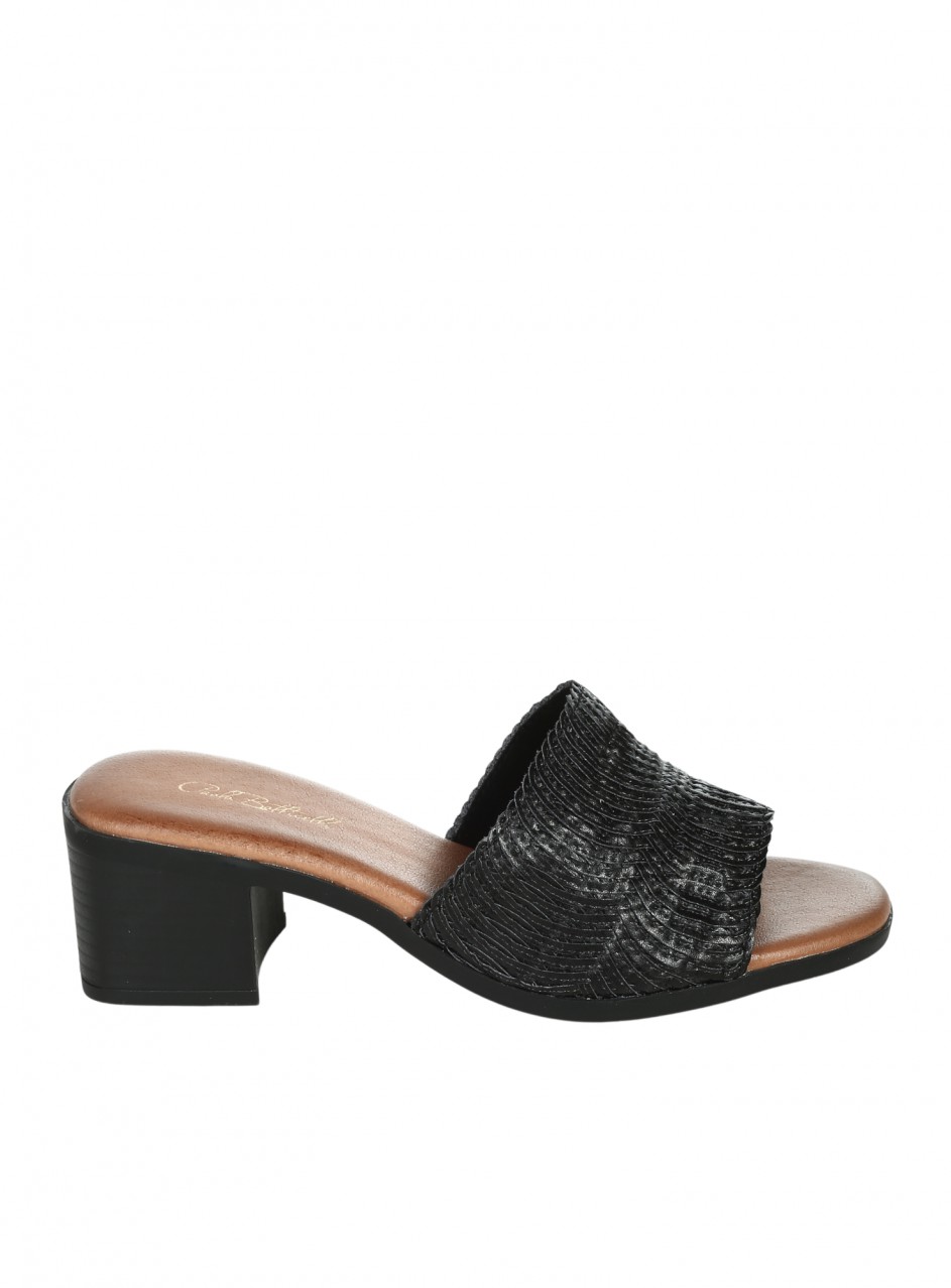 Ежедневни дамски чехли на ток в черно 5C-26146 black