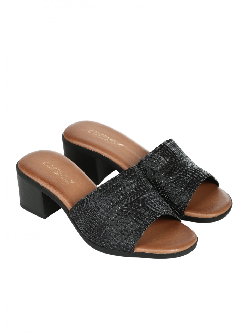 Ежедневни дамски чехли на ток в черно 5C-26146 black