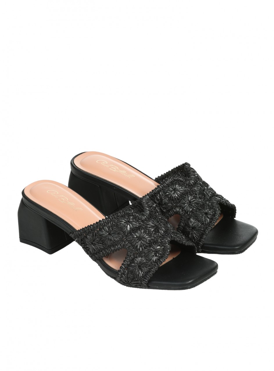 Ежедневни дамски чехли на ток в черено 5C-26148 black