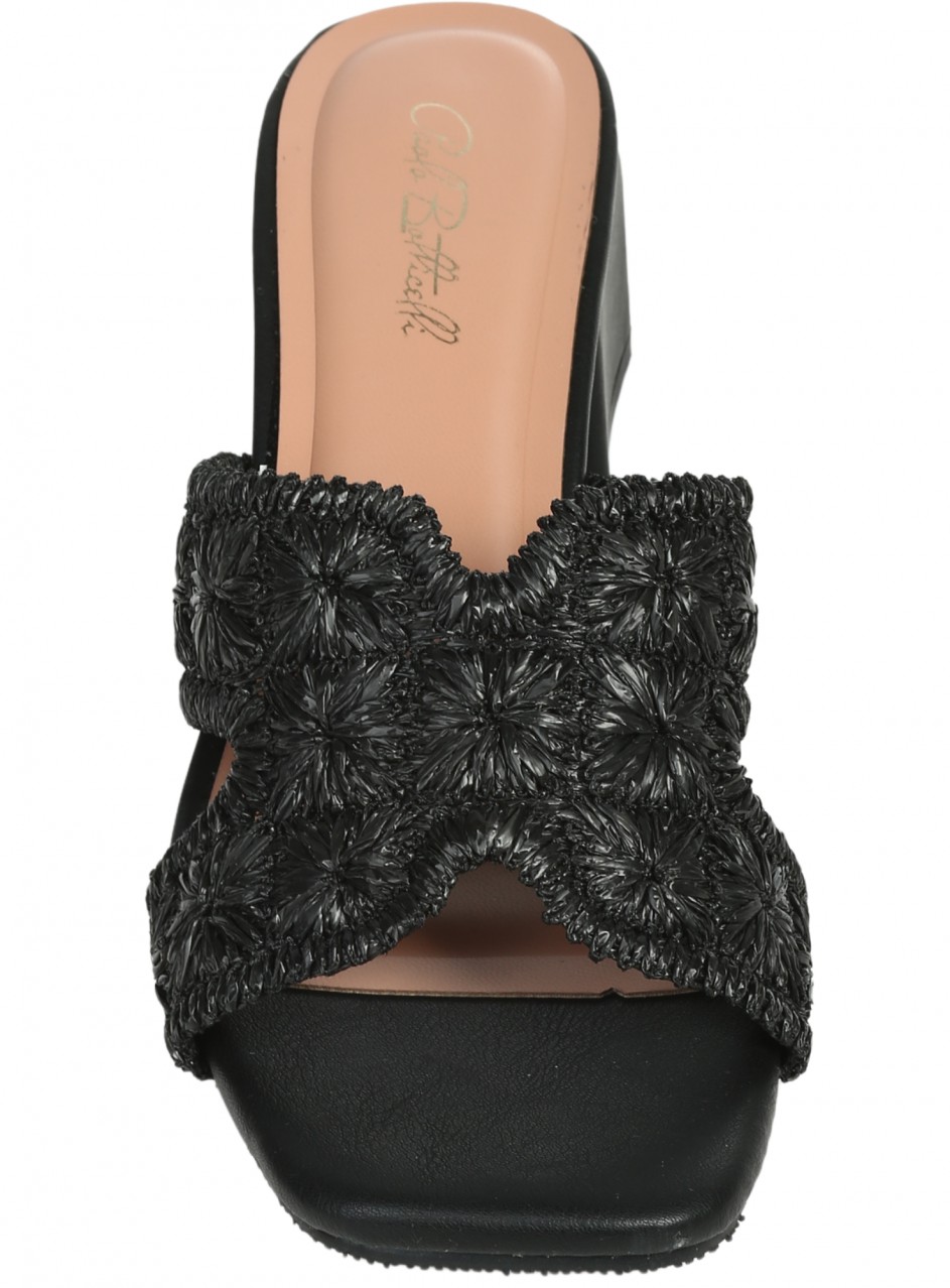 Ежедневни дамски чехли на ток в черено 5C-26148 black