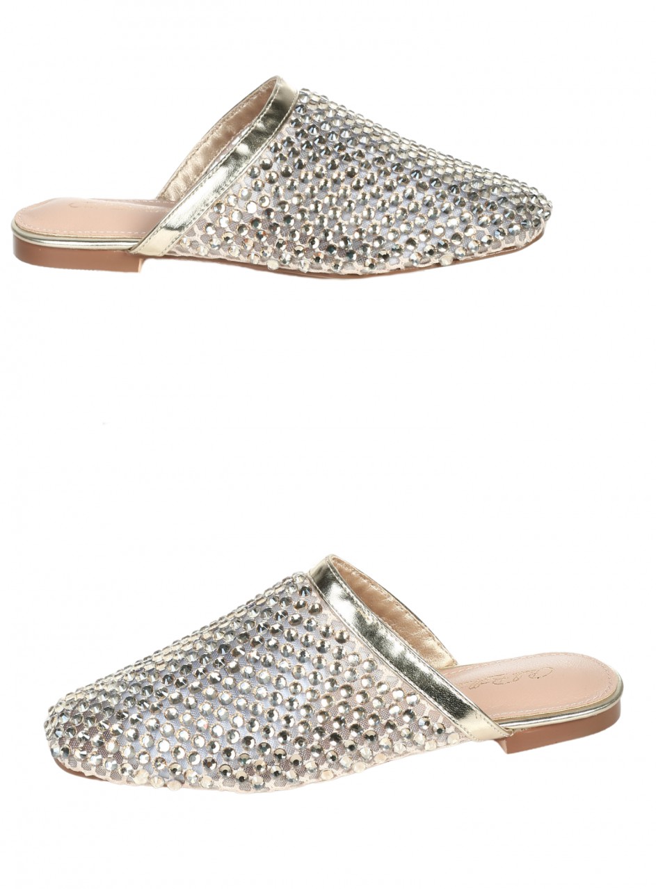 Ежедневни дамски чехли в златисто 5M-26060 lt.gold