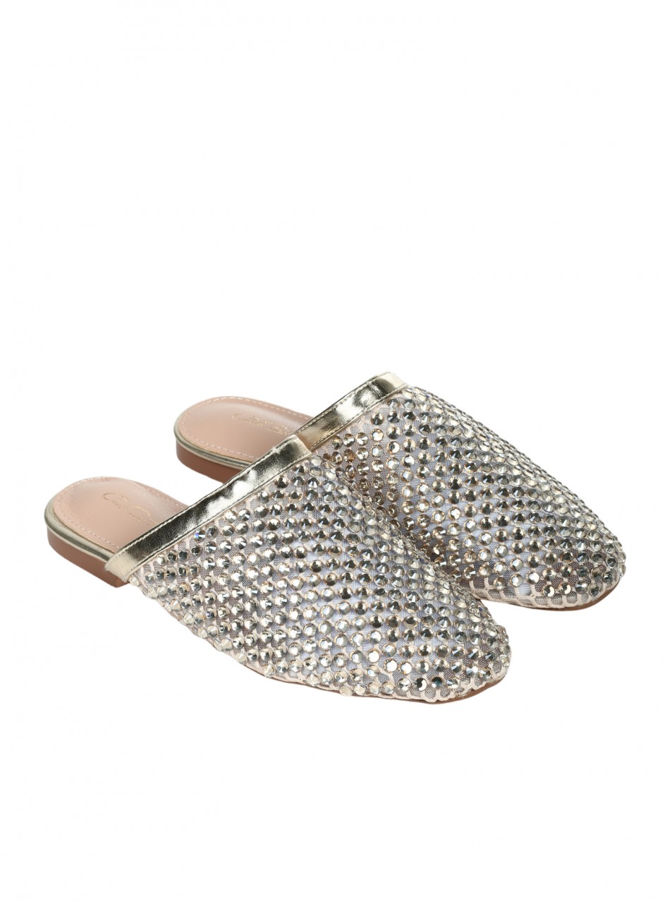 Ежедневни дамски чехли в златисто 5M-26060 lt.gold