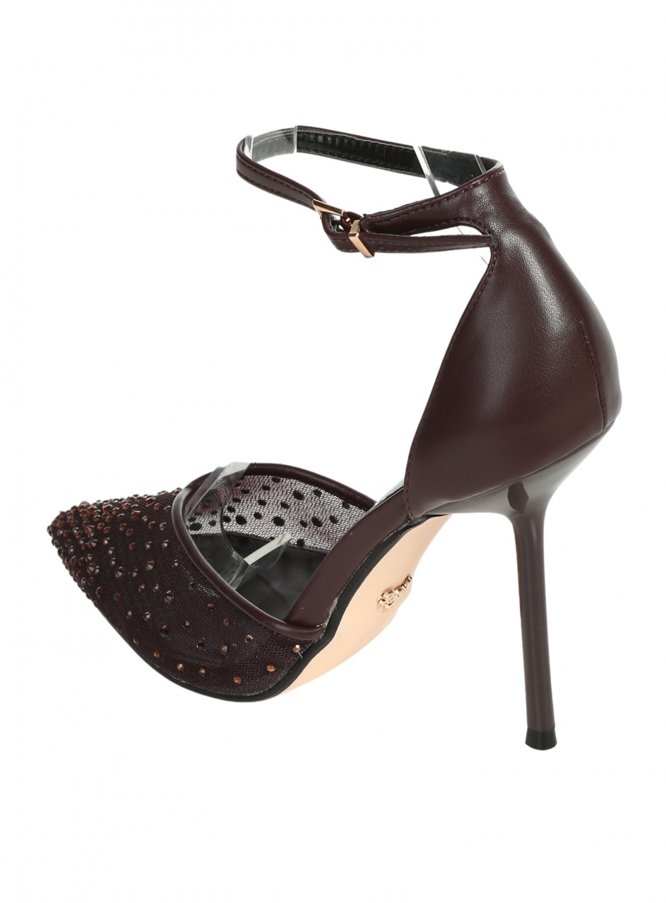 Елегантни дамски обувки на висок ток в кафяво 3M-26197 brown
