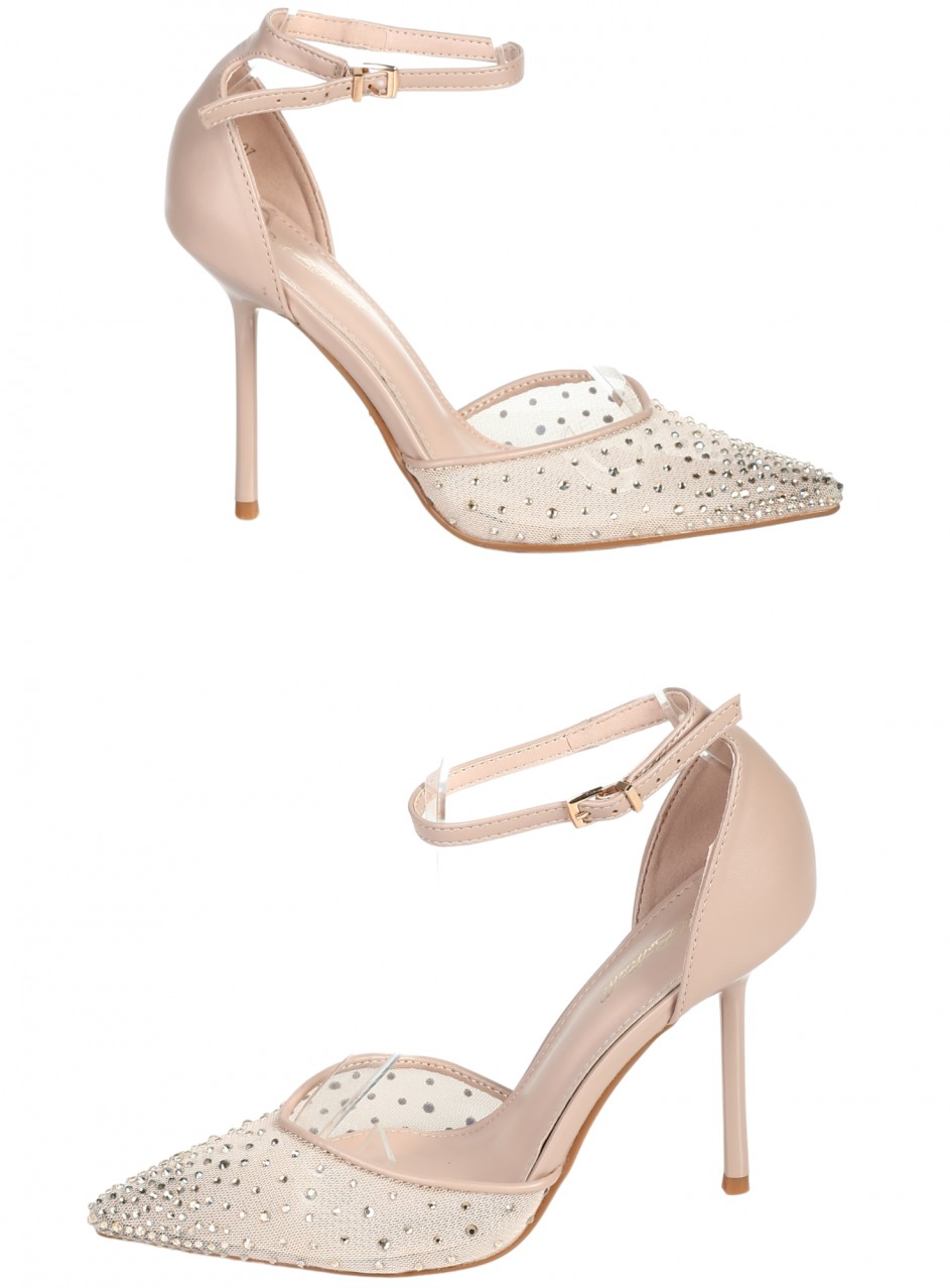 Елегантни дамски обувки на висок ток в бежово 3M-26197 beige