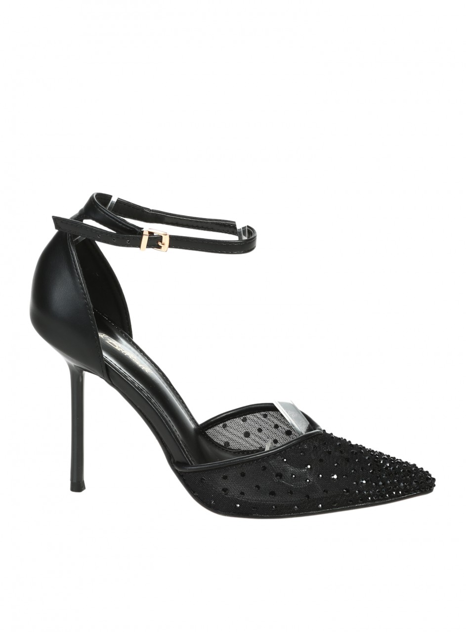 Елегантни дамски обувки на висок ток в черно 3M-26197 black