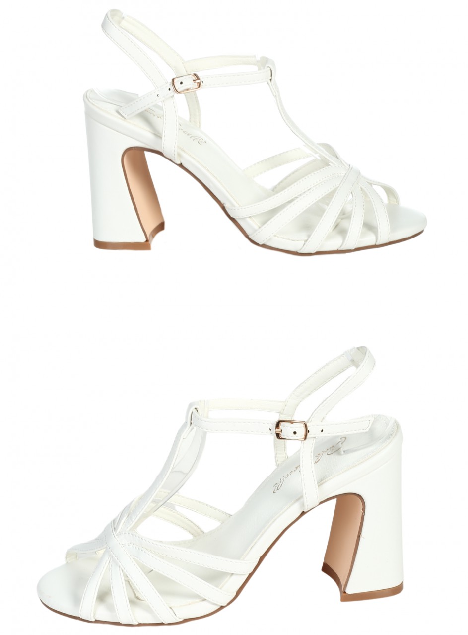 Елегантни дамски сандали на висок ток в бяло 4M-26199 white