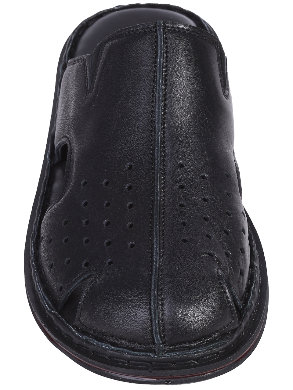 Ежедневни мъжки чехли от естествена кожа в черно 8AT-26324 black (25414)(24397)