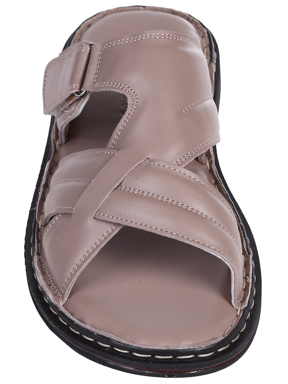 Ежедневни мъжки чехли от естествена кожа в бежово 8AT-26326 camel/beige