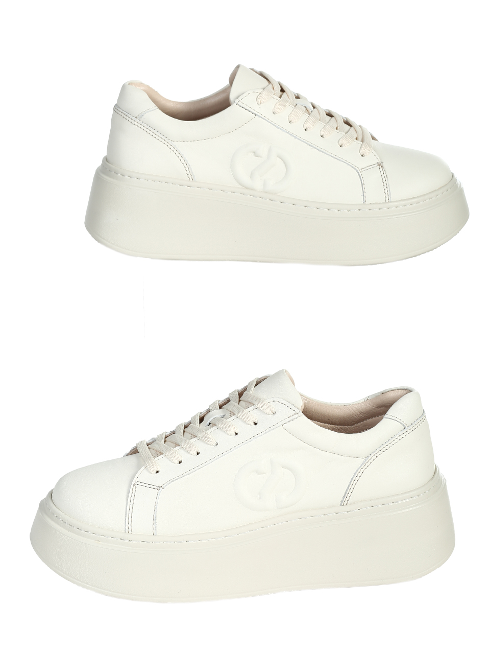 Ежедневни дамски обувки, тип кец, от естествена кожа в бежово 3AT-26274 beige