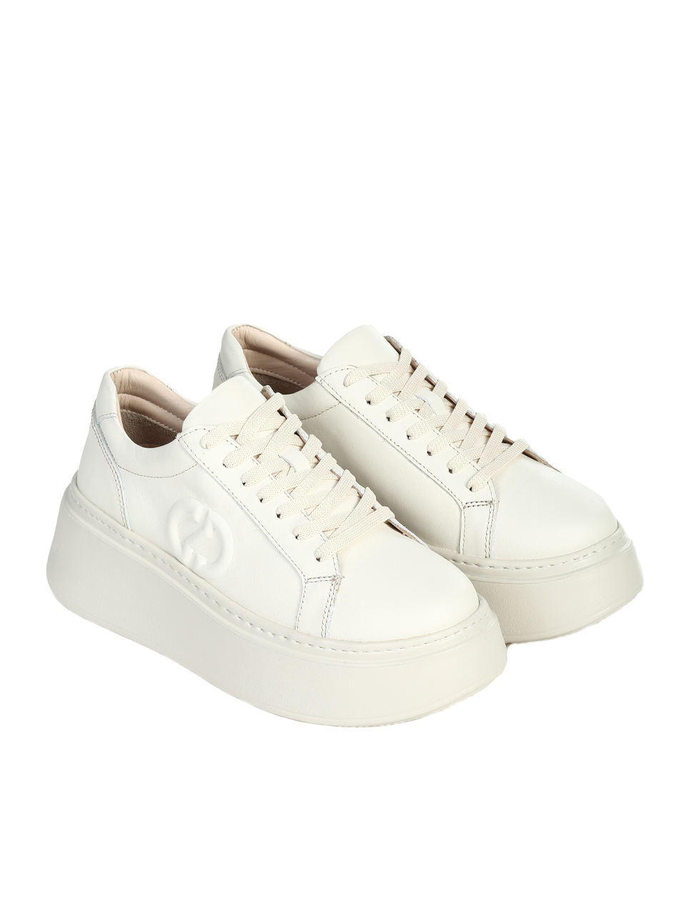 Ежедневни дамски обувки, тип кец, от естествена кожа в бежово 3AT-26274 beige