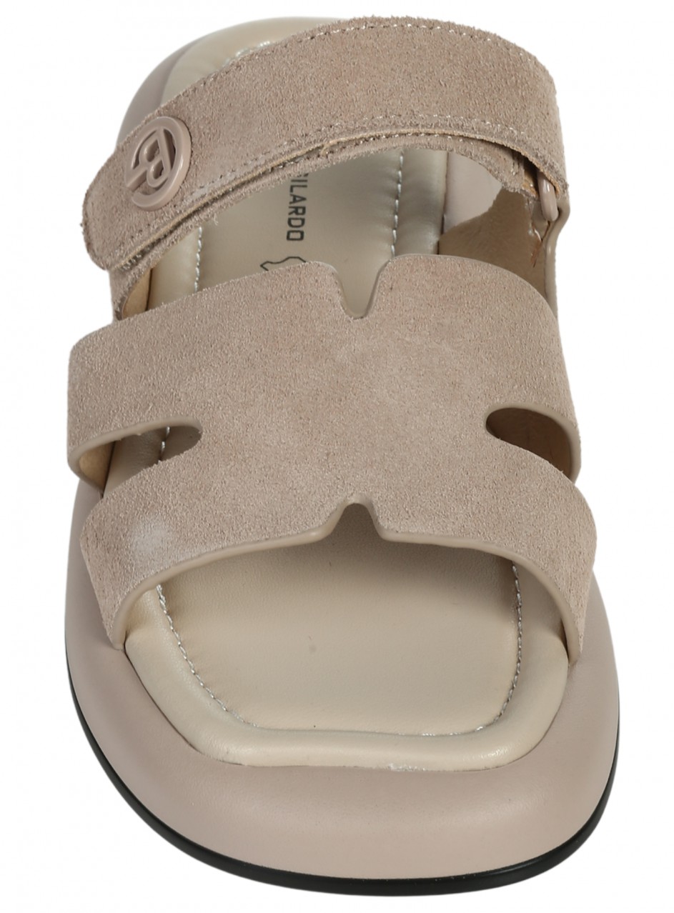 Ежедневни дамски чехли на платформа от естествен велур в бежово 5AF-26117 beige