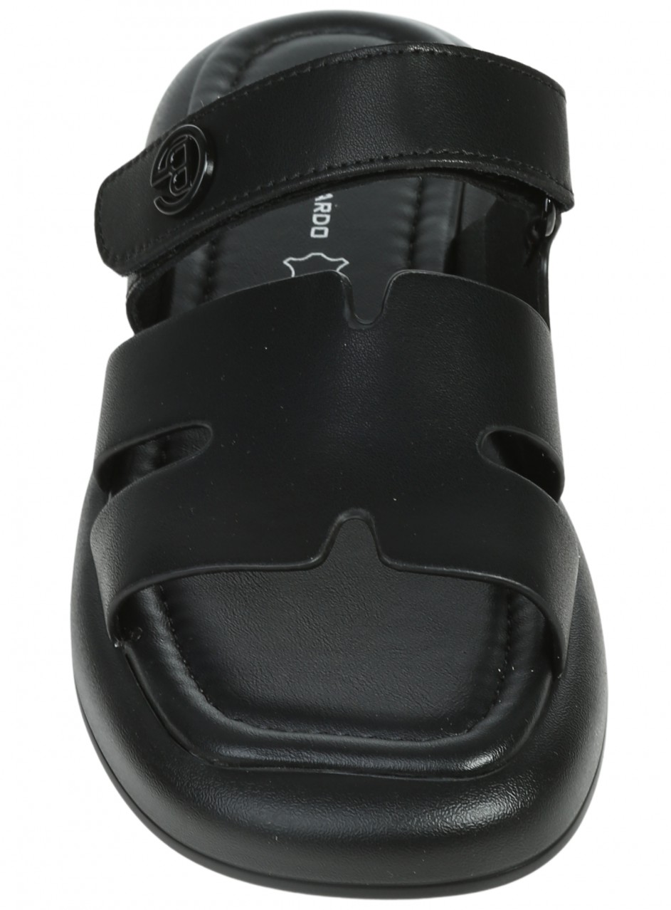 Ежедневни дамски чехли на платформа от естествена кожа в черно 5AF-26117 black