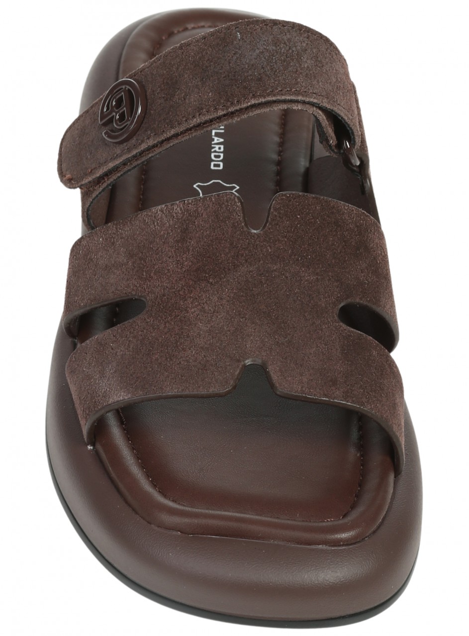 Ежедневни дамски чехли на платформа от естествен велур в кафяво 5AF-26117 brown