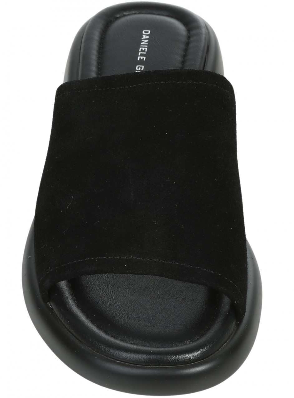 Ежедневни дамски чехли на платформа от естествен велур в черно 5AF-26119 black