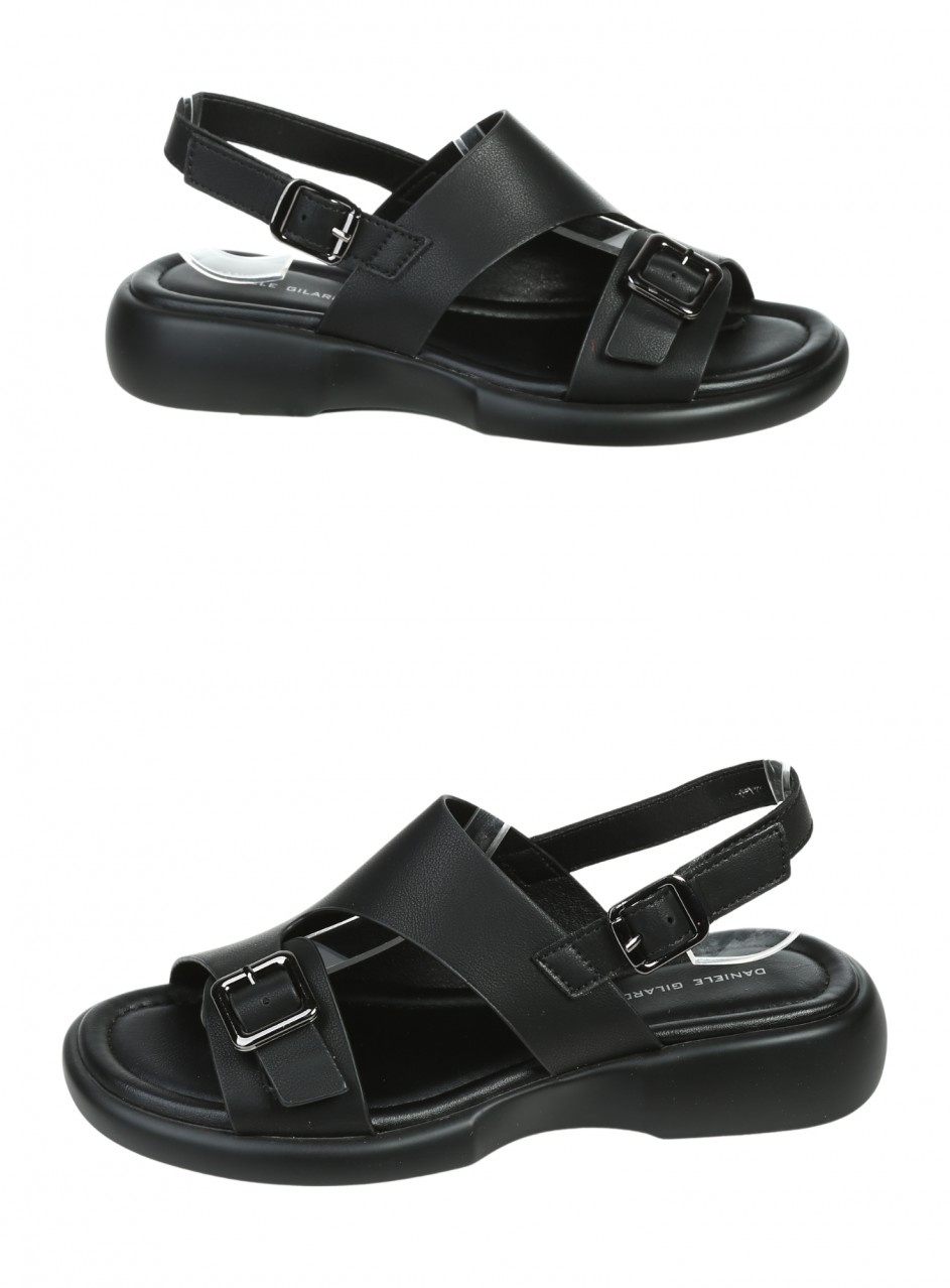 Ежедневни дамски сандали на платформа от естествена кожа в черно 4AF-26118 black