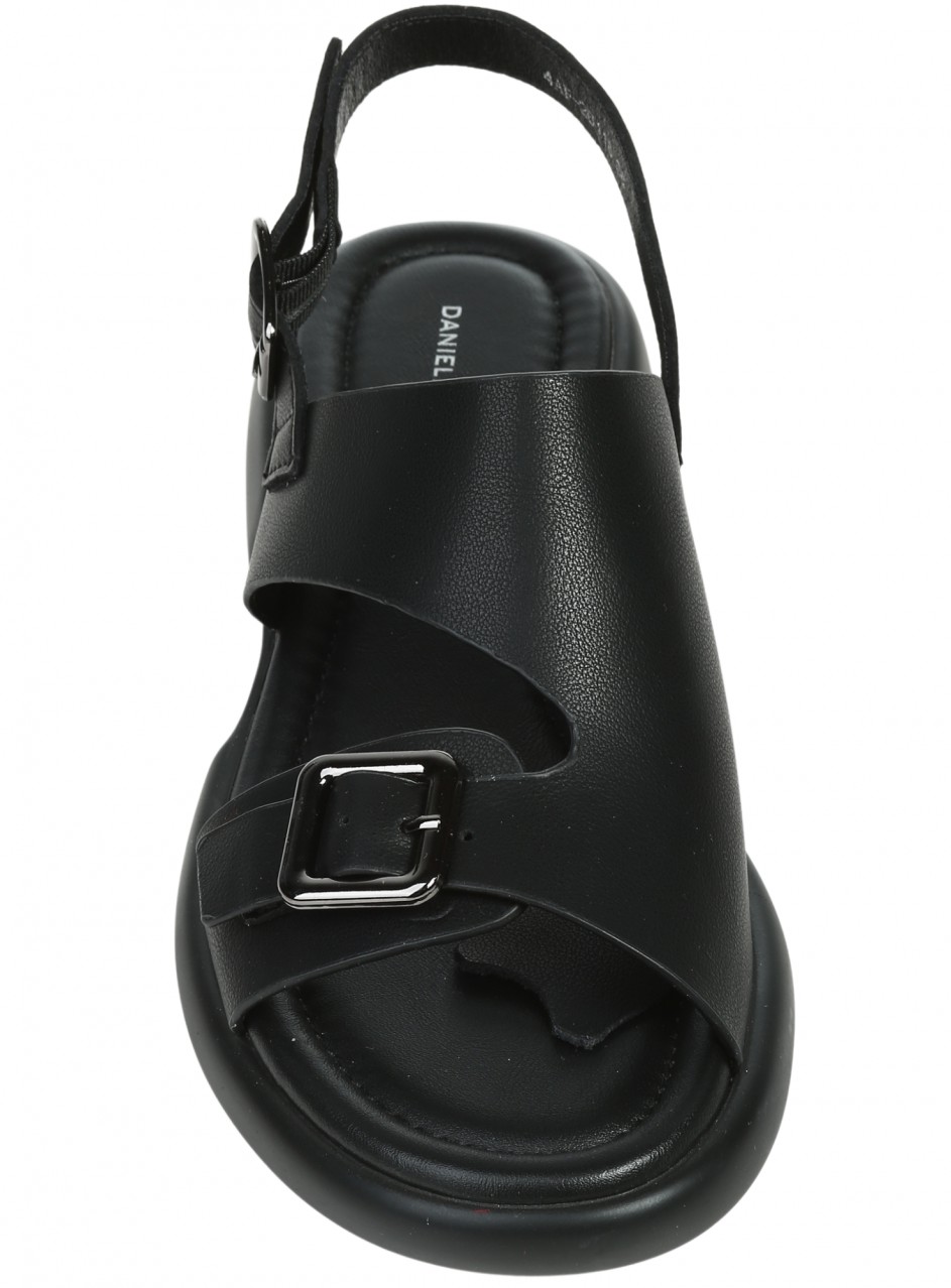 Ежедневни дамски сандали на платформа от естествена кожа в черно 4AF-26118 black